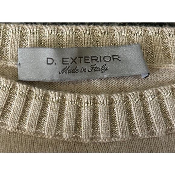 D.Exterior Women's Cashmere Blend Heather Gold Lurex Sweater Pullover Size Small - Picture 4 of 5